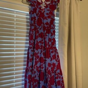 J. Crew Red Floral Midi Dress